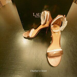 Lauren Ralph Lauren‎ Allie Ankle-Strap Logo Open-Toe Dress Heels 5.5B NWB